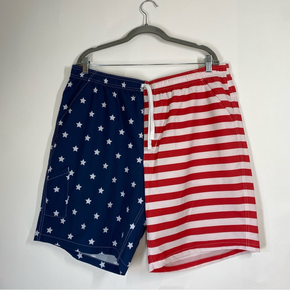 Field & Stream Mens American Flag Swim Shorts Size XL USA Patriotic Trunks
